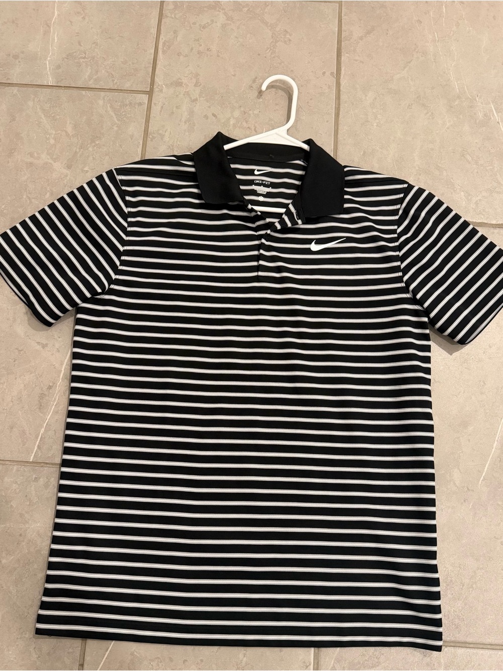 Nike Black & White Striped Polo Shirt